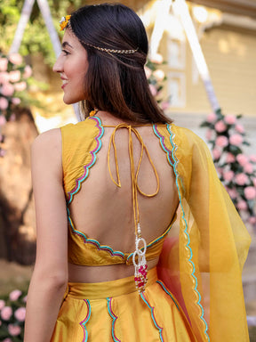 Yellow Scallop Lehenga Set