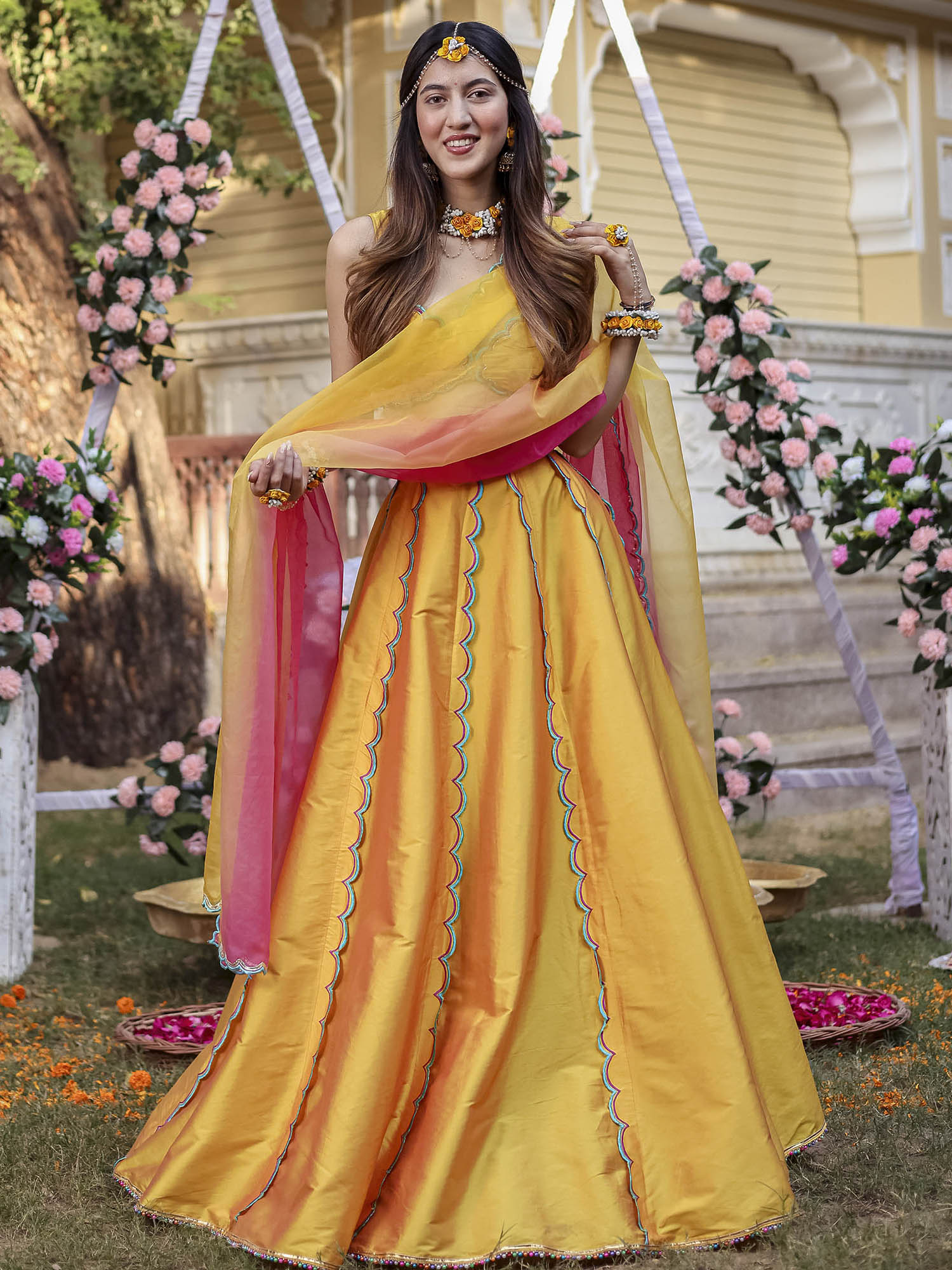 Yellow Scallop Lehenga Set