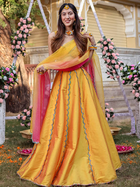 Yellow Scallop Lehenga Set