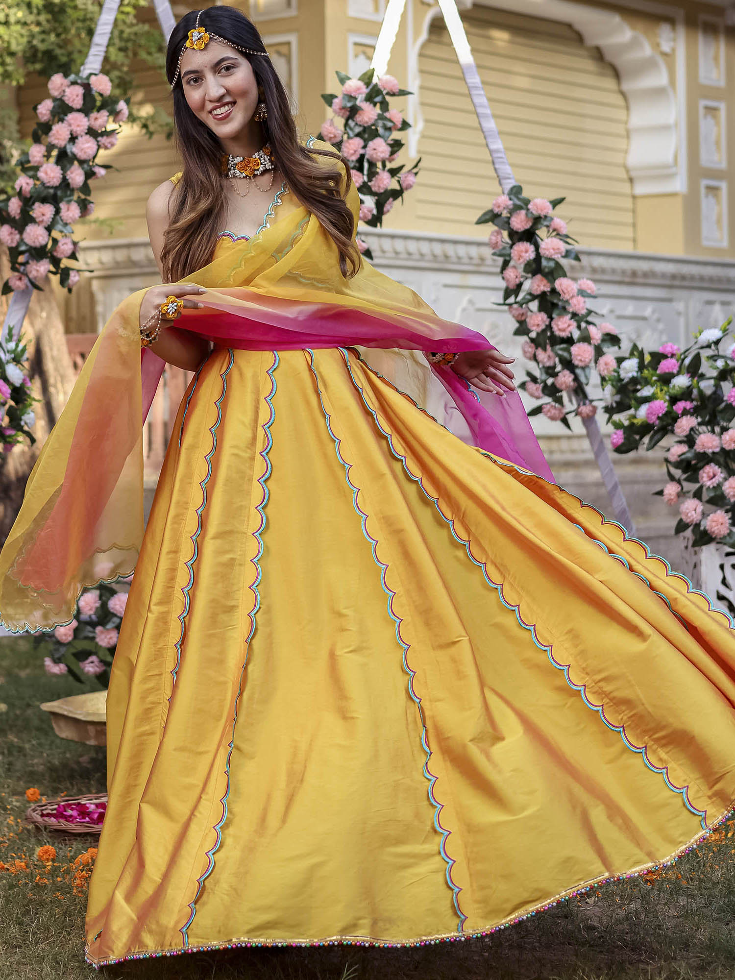 Yellow Scallop Lehenga Set