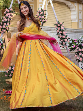 Yellow Scallop Lehenga Set