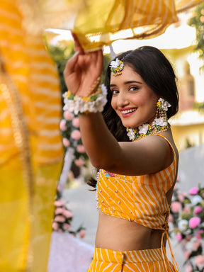 Yellow Leheriya Lehenga