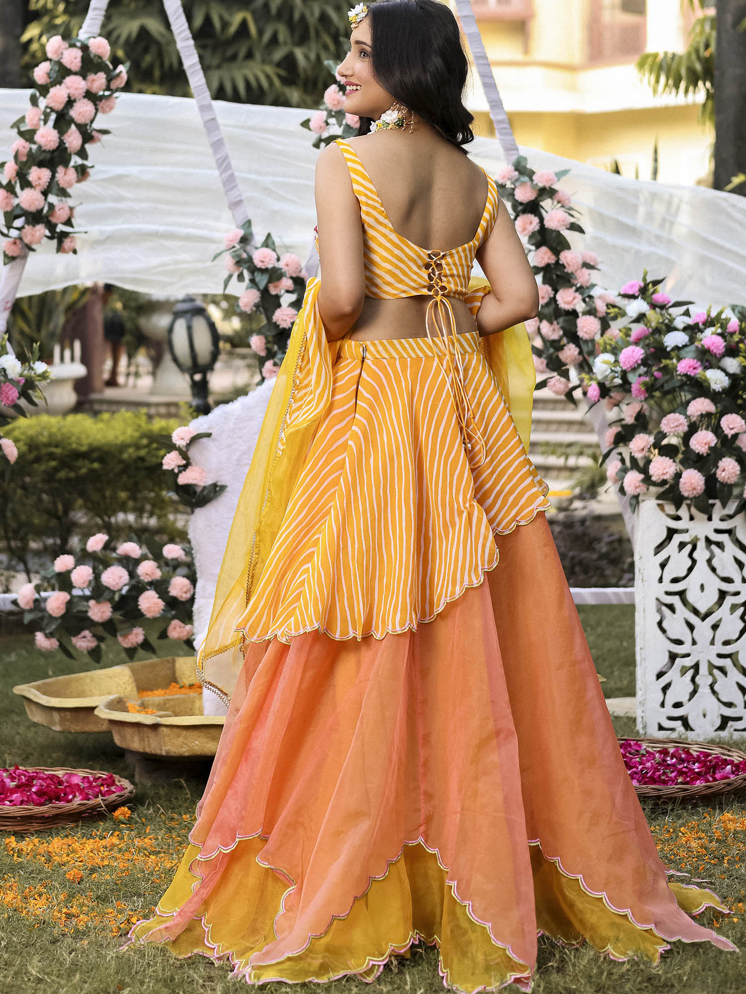 Yellow Leheriya Lehenga