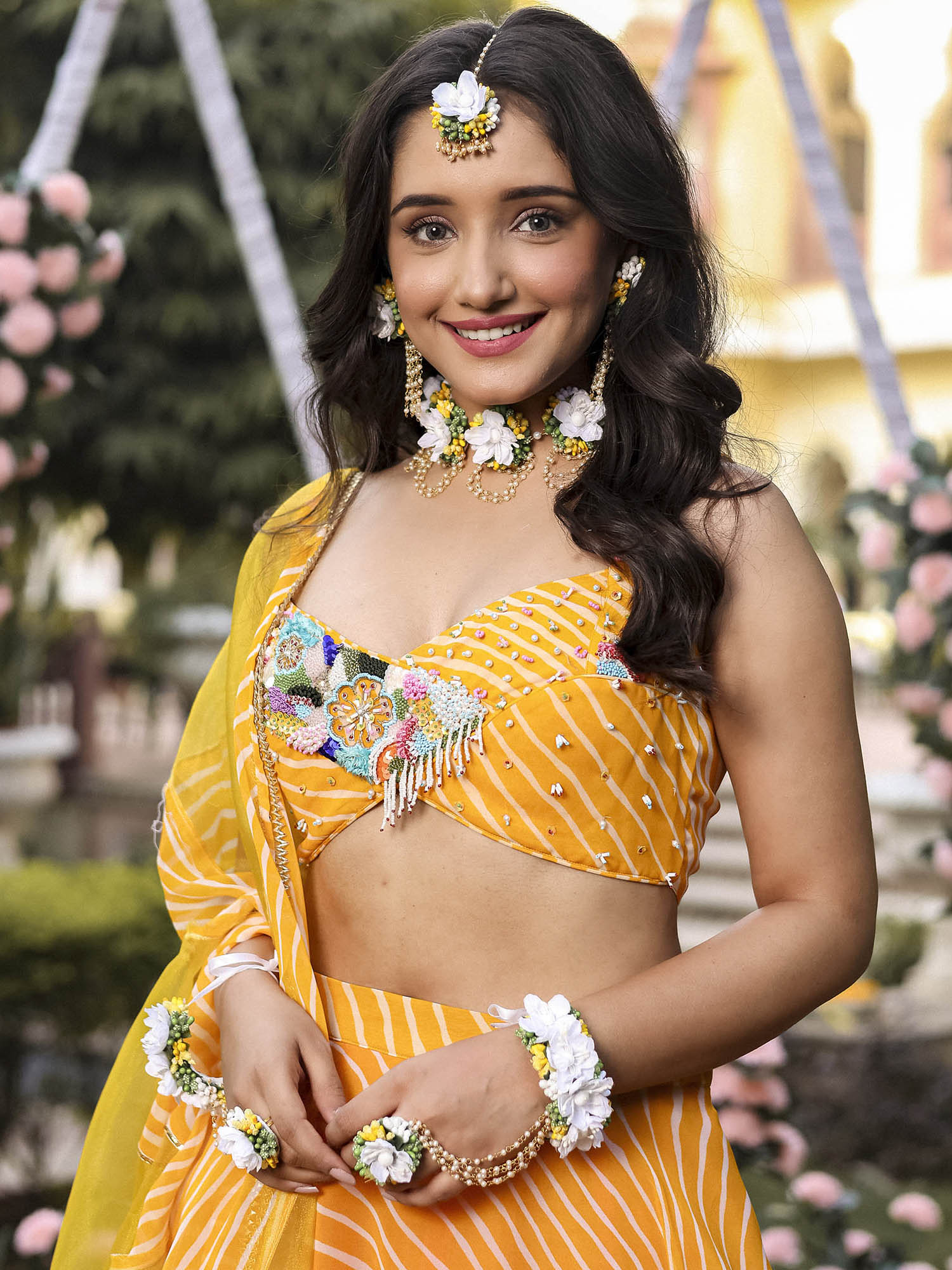 Yellow Leheriya Lehenga