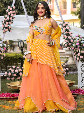 Yellow Leheriya Lehenga