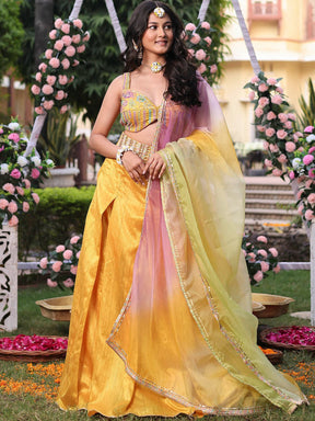 Mustard Embroidered Lehenga