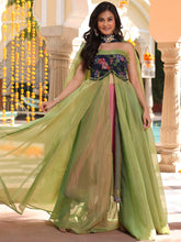 Green Anarkali Multicolor Skirt Set