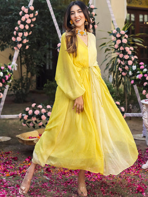 Yellow Lurex Kaftan