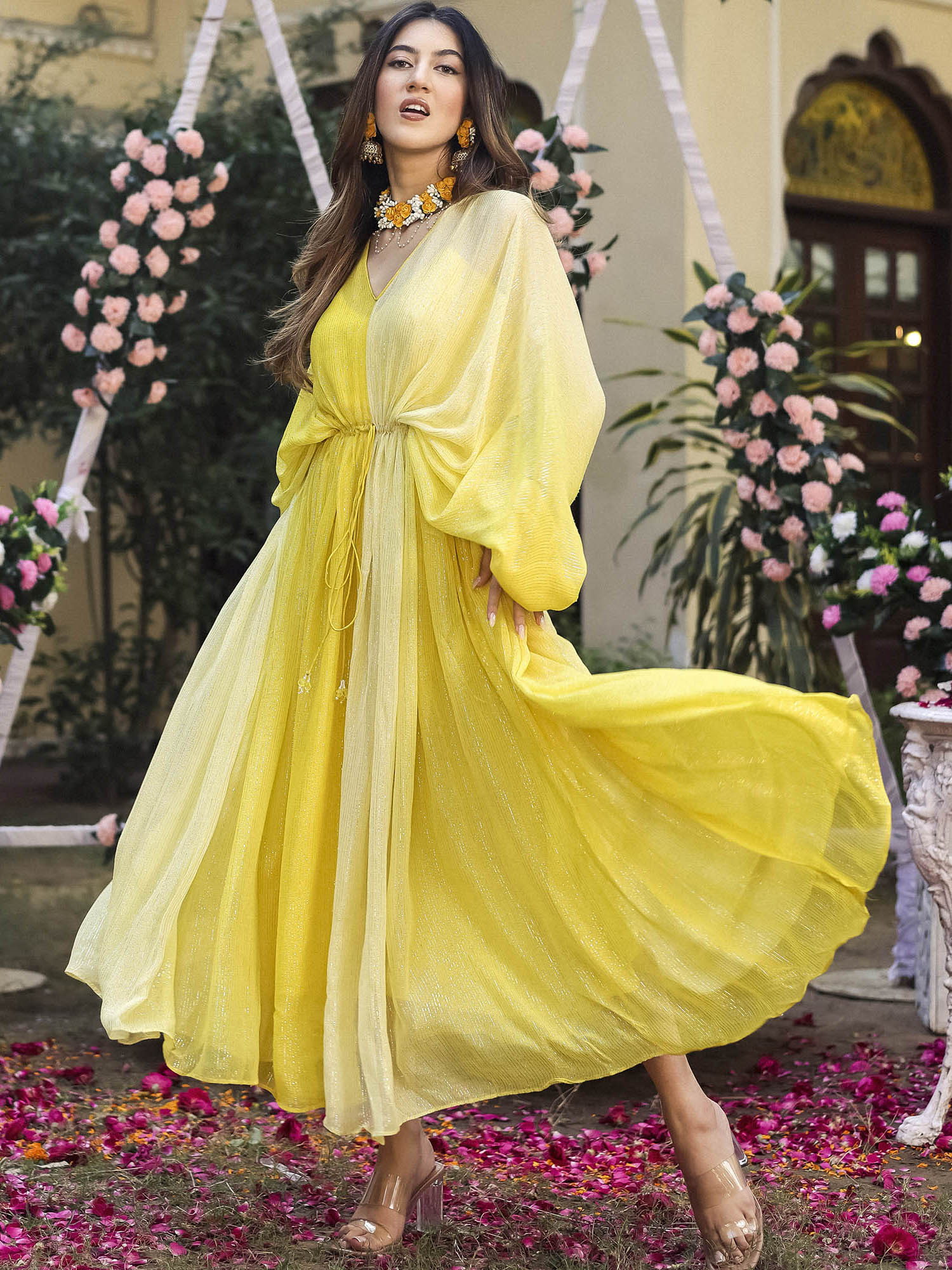 Yellow Lurex Kaftan