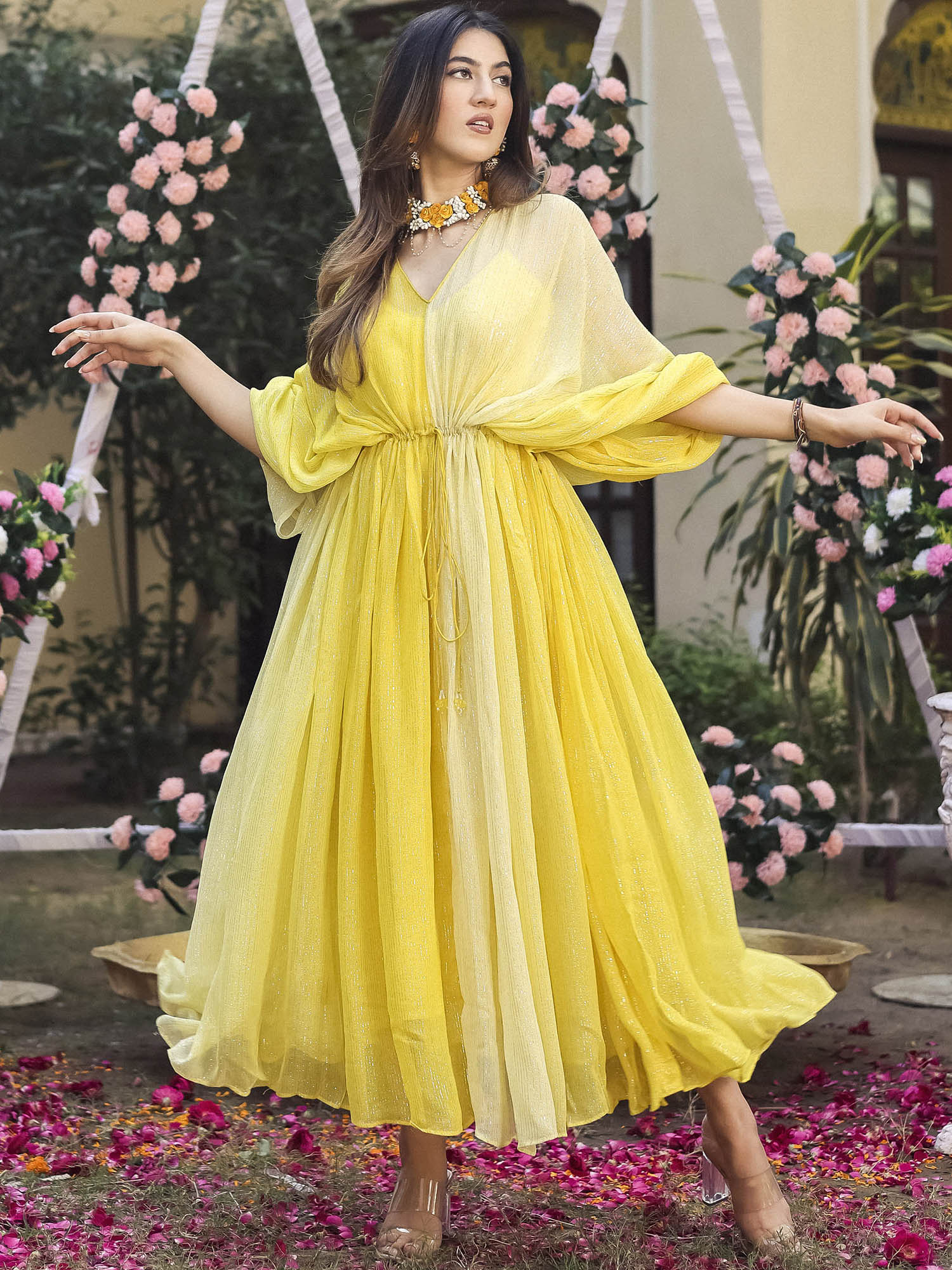 Yellow Lurex Kaftan