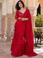 Pink Pre Draped Saree