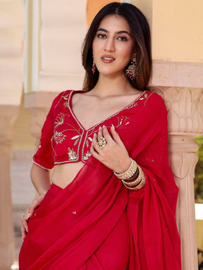 Pink Pre Draped Saree