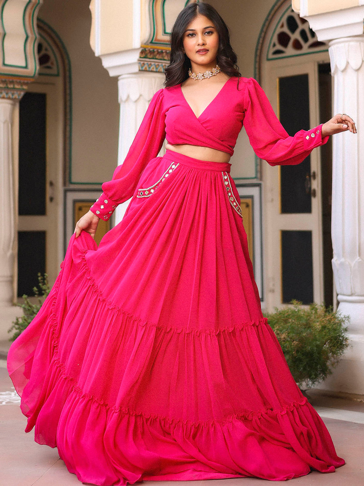 Pink Ruffle Lehenga