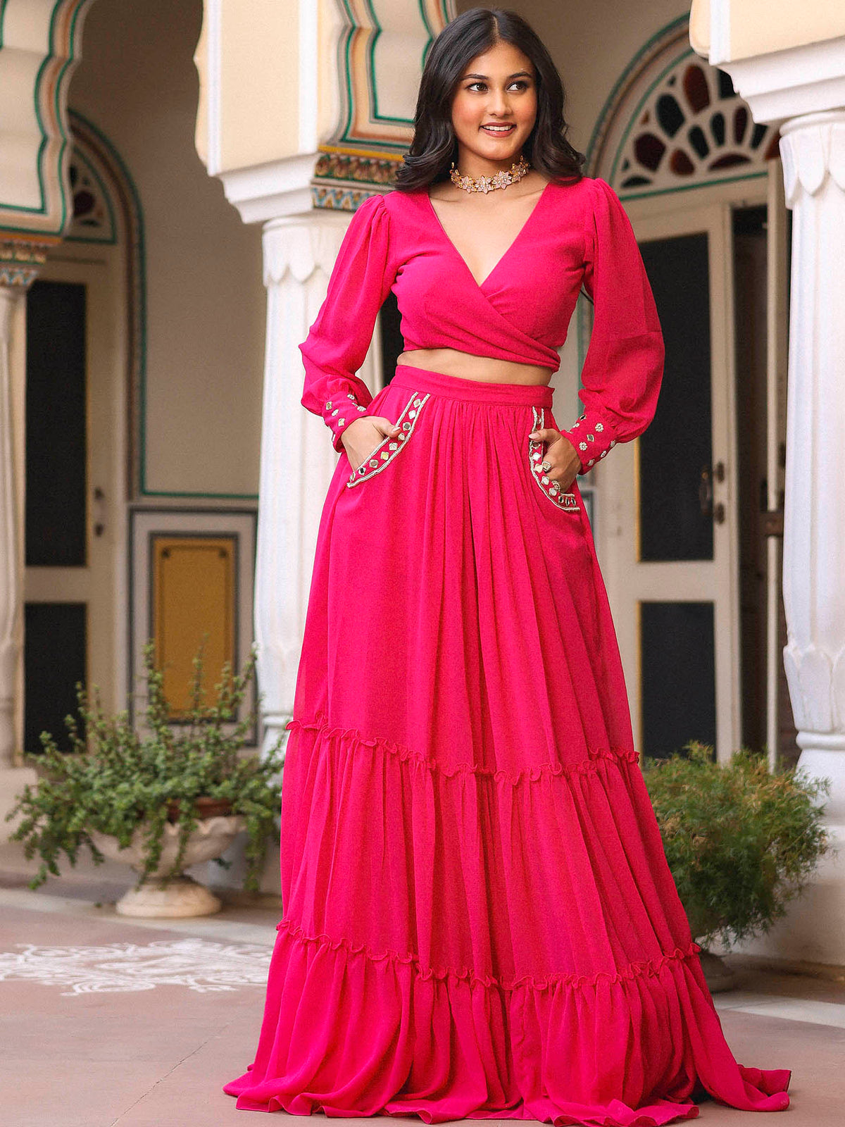 Pink Ruffle Lehenga