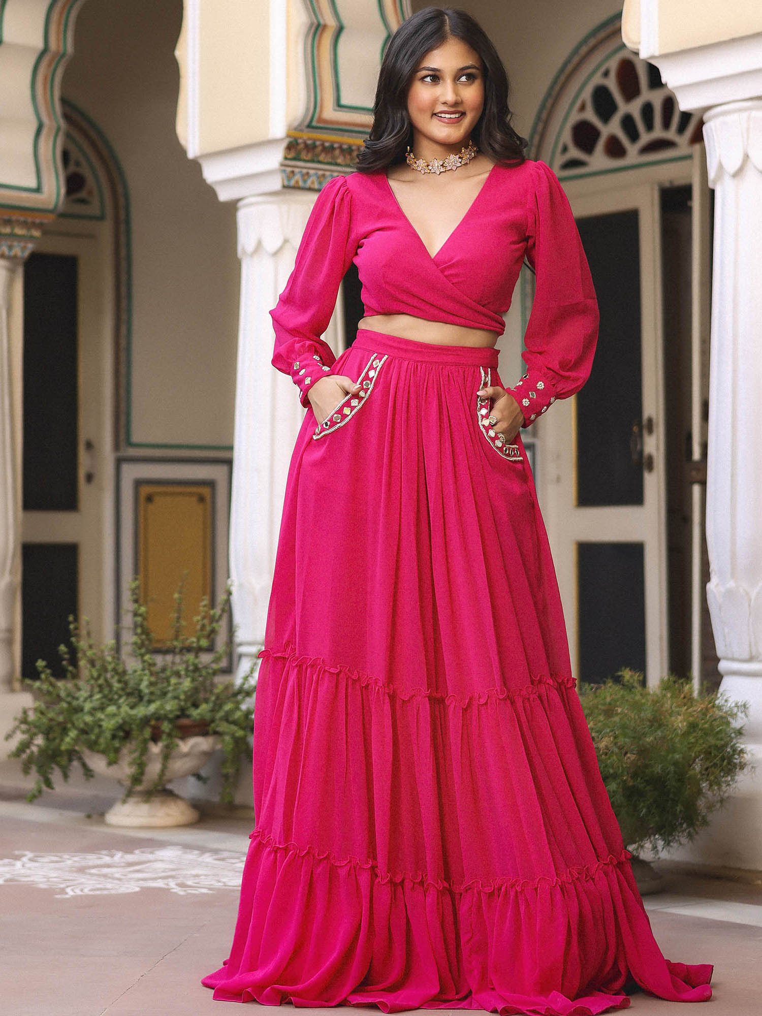 Pink Ruffle Lehenga