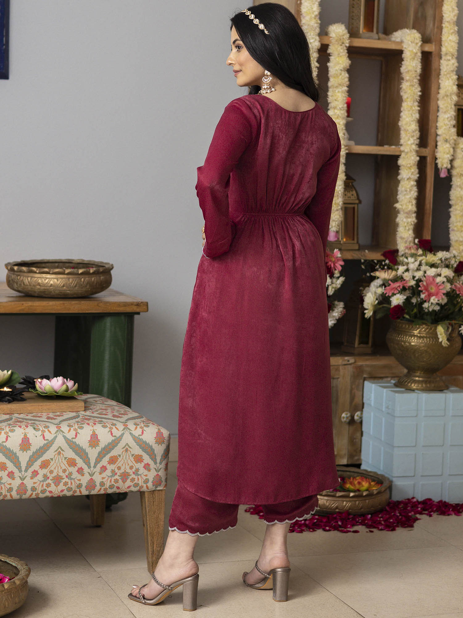 Rose Pink Apricot Kurta Set