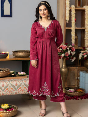 Rose Pink Apricot Kurta Set