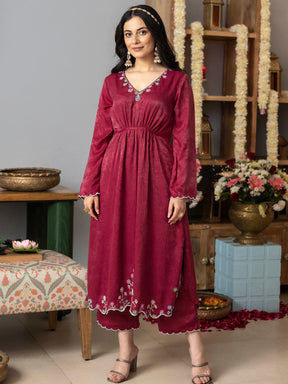 Rose Pink Apricot Kurta Set