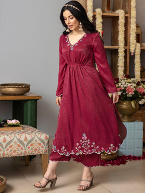 Rose Pink Apricot Kurta Set