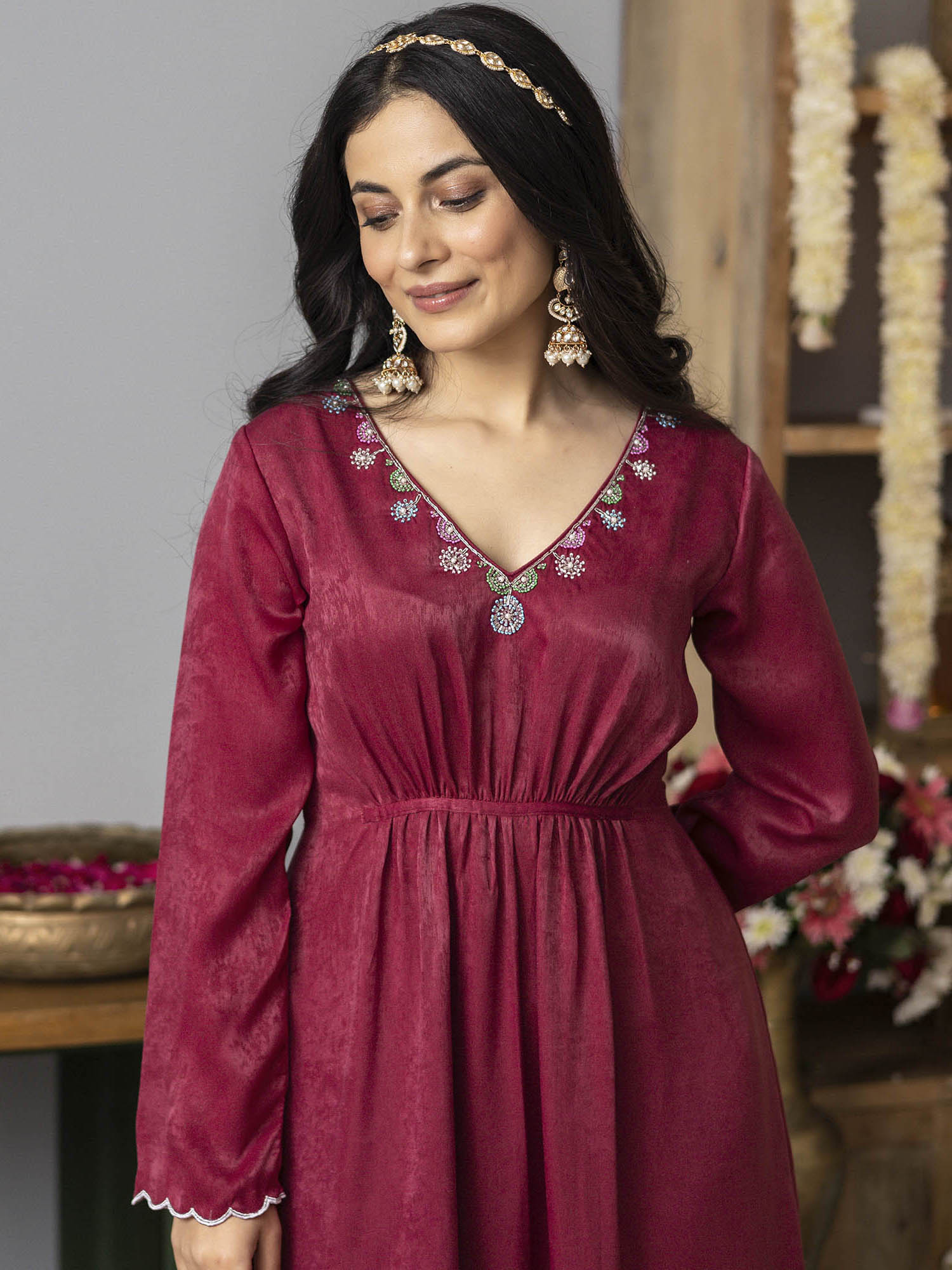 Rose Pink Apricot Kurta Set