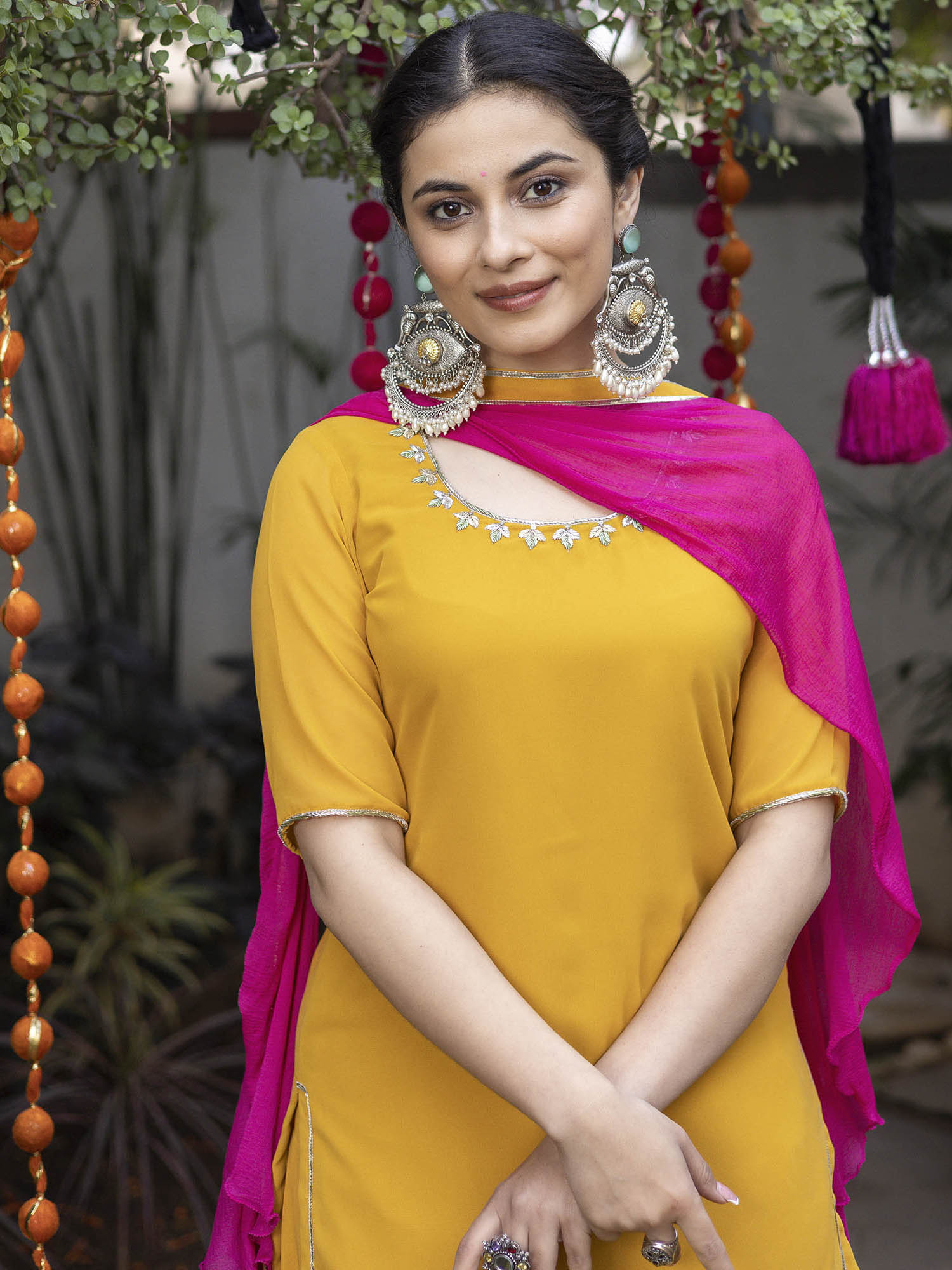 Mustard Zardozi Embroidered Patiyala Suit