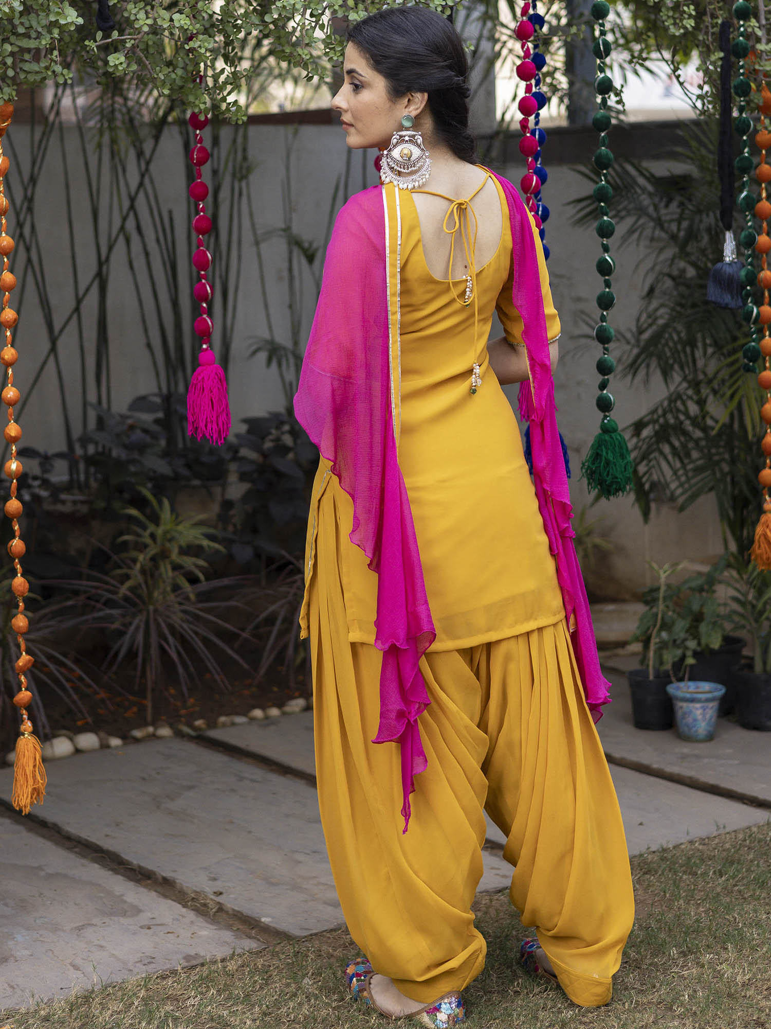 Mustard Zardozi Embroidered Patiyala Suit