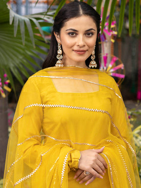 Mustard Silk Yellow Kurta Set