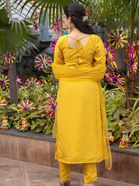 Mustard Silk Yellow Kurta Set