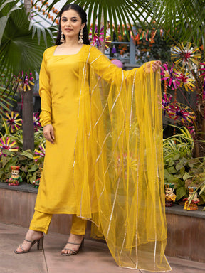 Mustard Silk Yellow Kurta Set