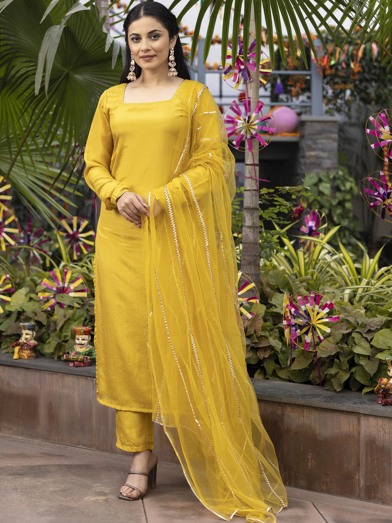 Mustard Silk Yellow Kurta Set