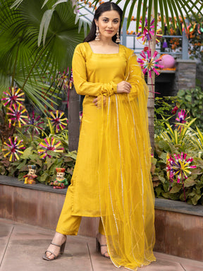 Mustard Silk Yellow Kurta Set