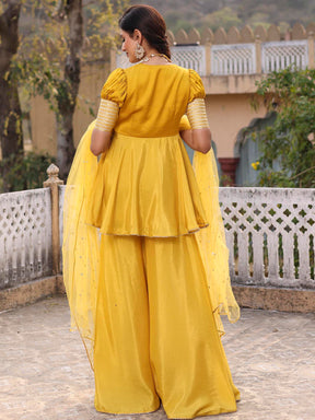 MUSTARD PEPLUM GHARARA SET