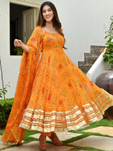 Orange Printed Anarkali