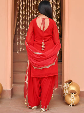 Pink Georgette Dhoti Set