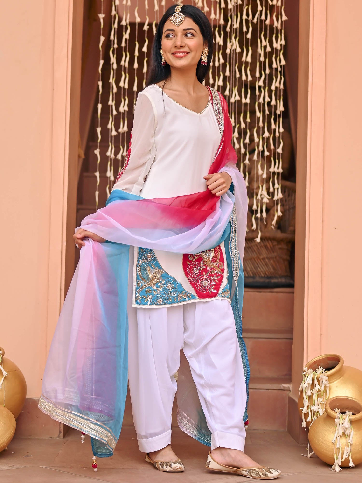 White Patiala Set