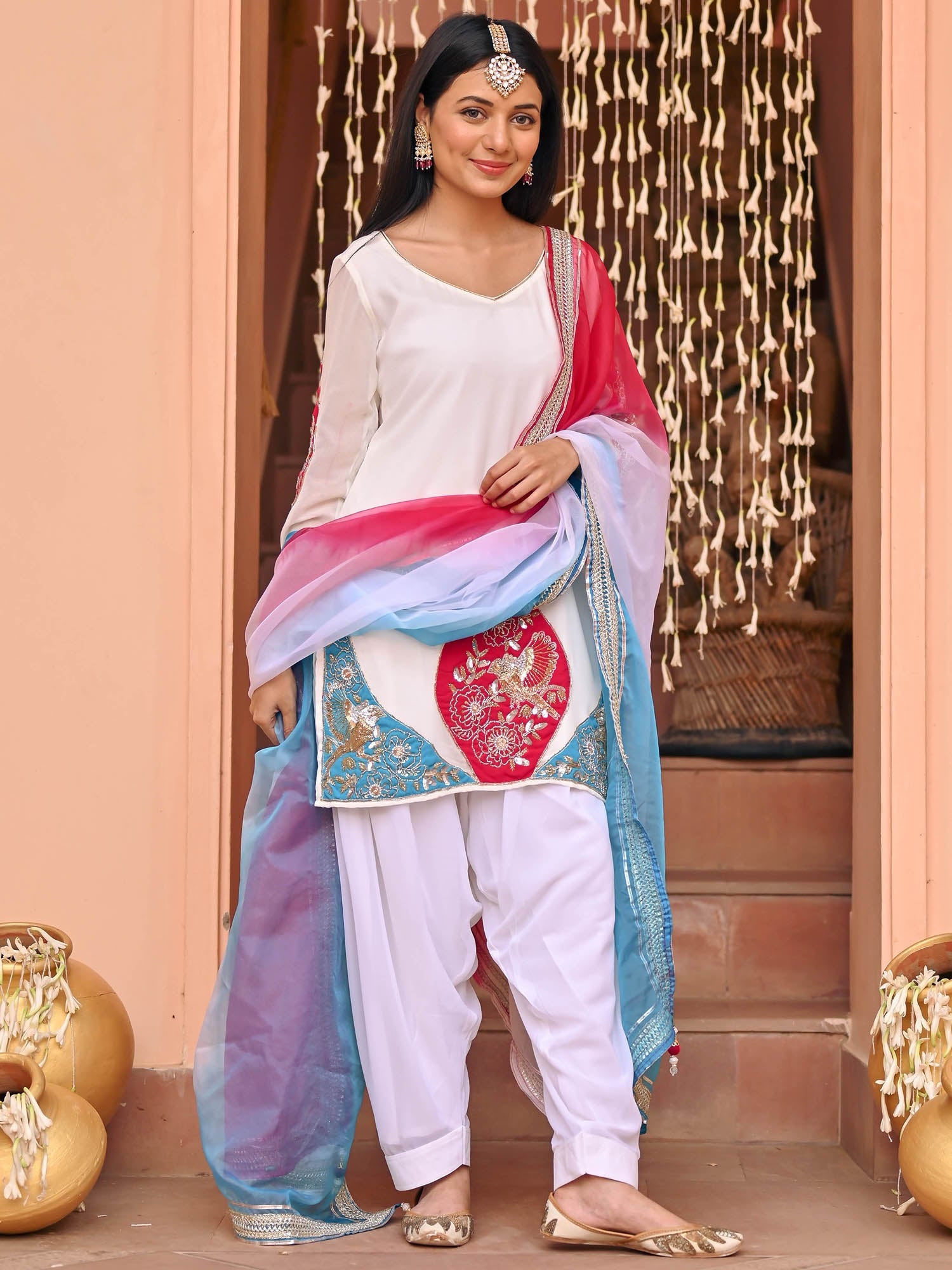 White Patiala Set