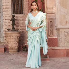 SKY BLUE DRAPPED SAREE