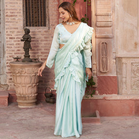 SKY BLUE DRAPPED SAREE