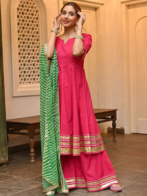 Pink Leheriya Sharara Set