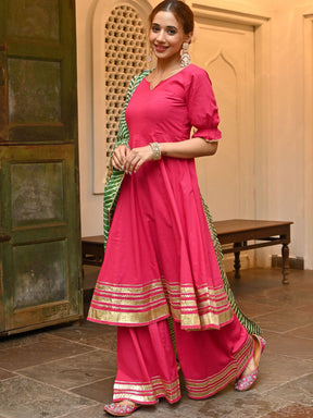 Pink Leheriya Sharara Set