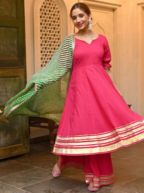 Pink Leheriya Sharara Set