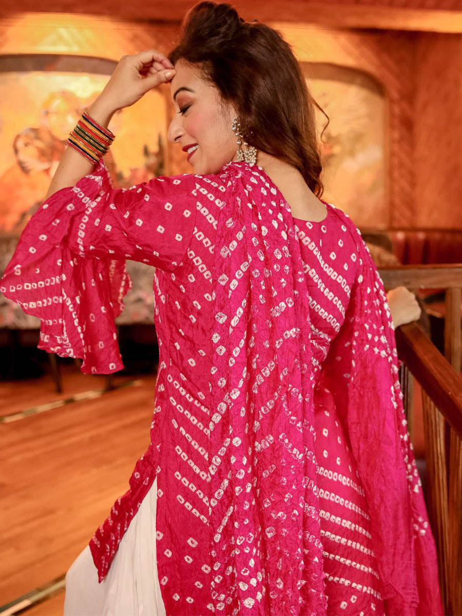 Pink Bandhej Kurta Pant