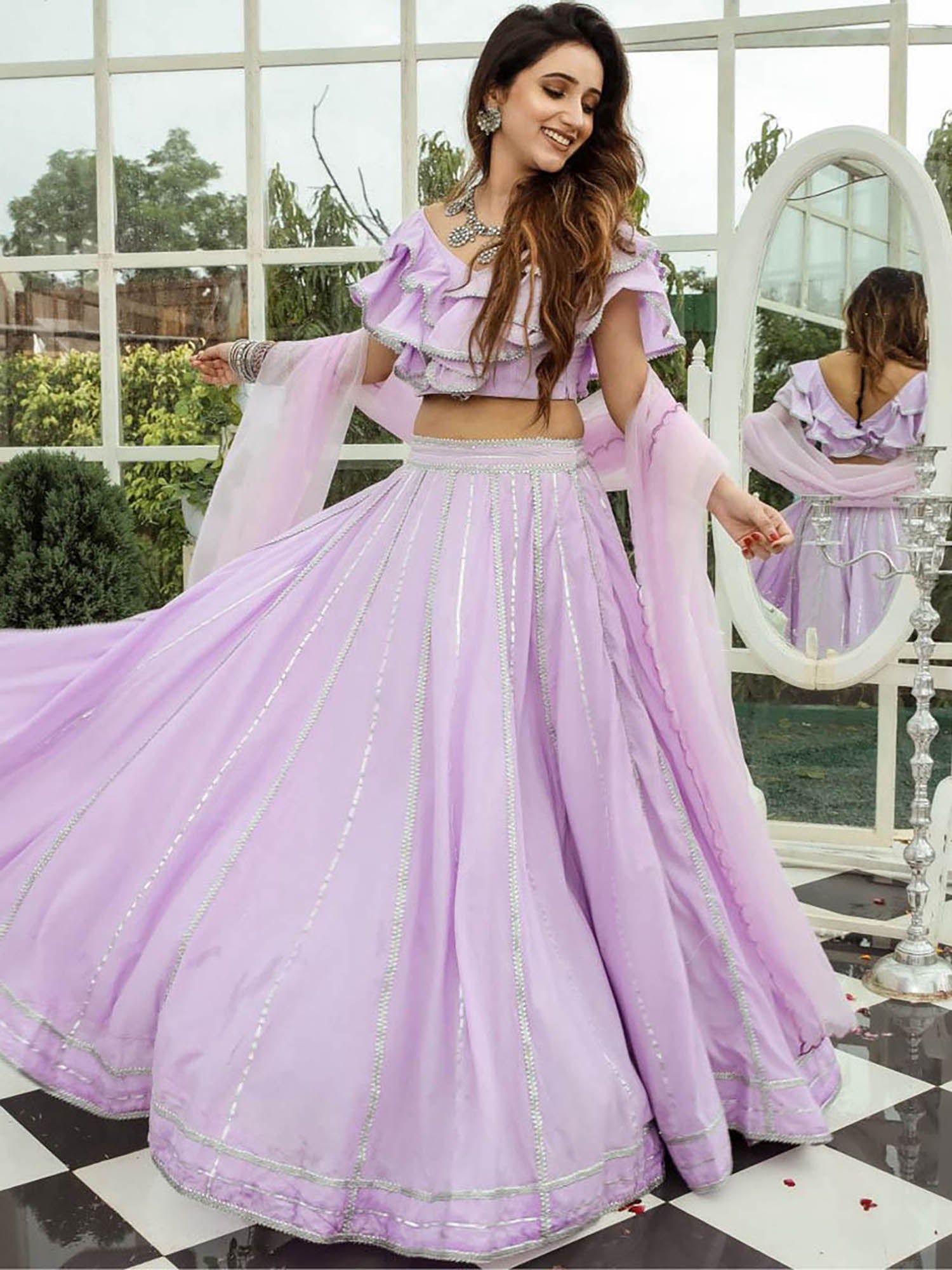 Purple Gota Work Lehenga Set