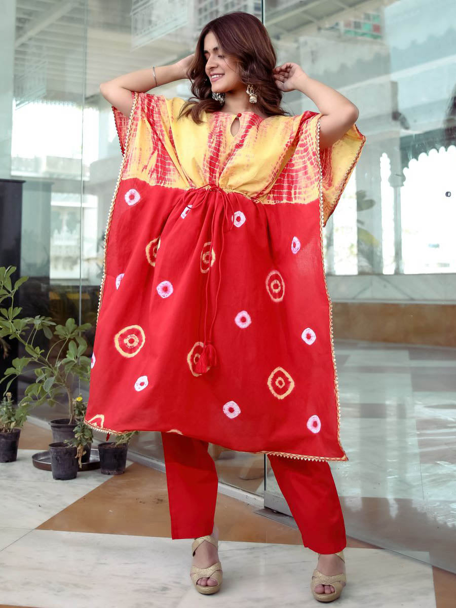 Red Yellow Kaftan Set