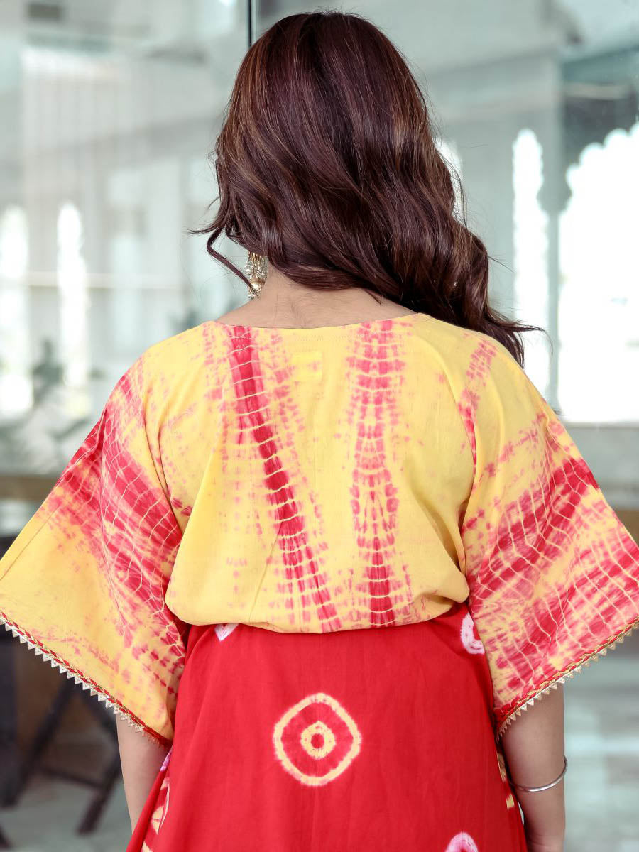 Red Yellow Kaftan Set