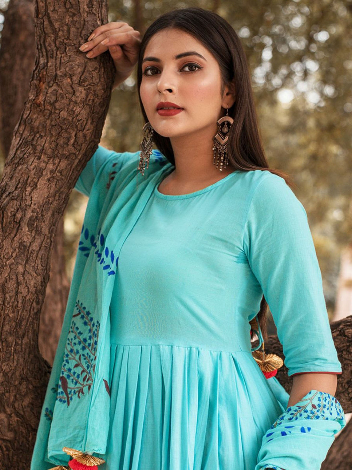 Sky Blue Long Kurta Set