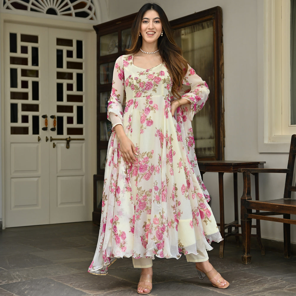 Shop Lemon Printed Anarkali Online | Lavanya The Label