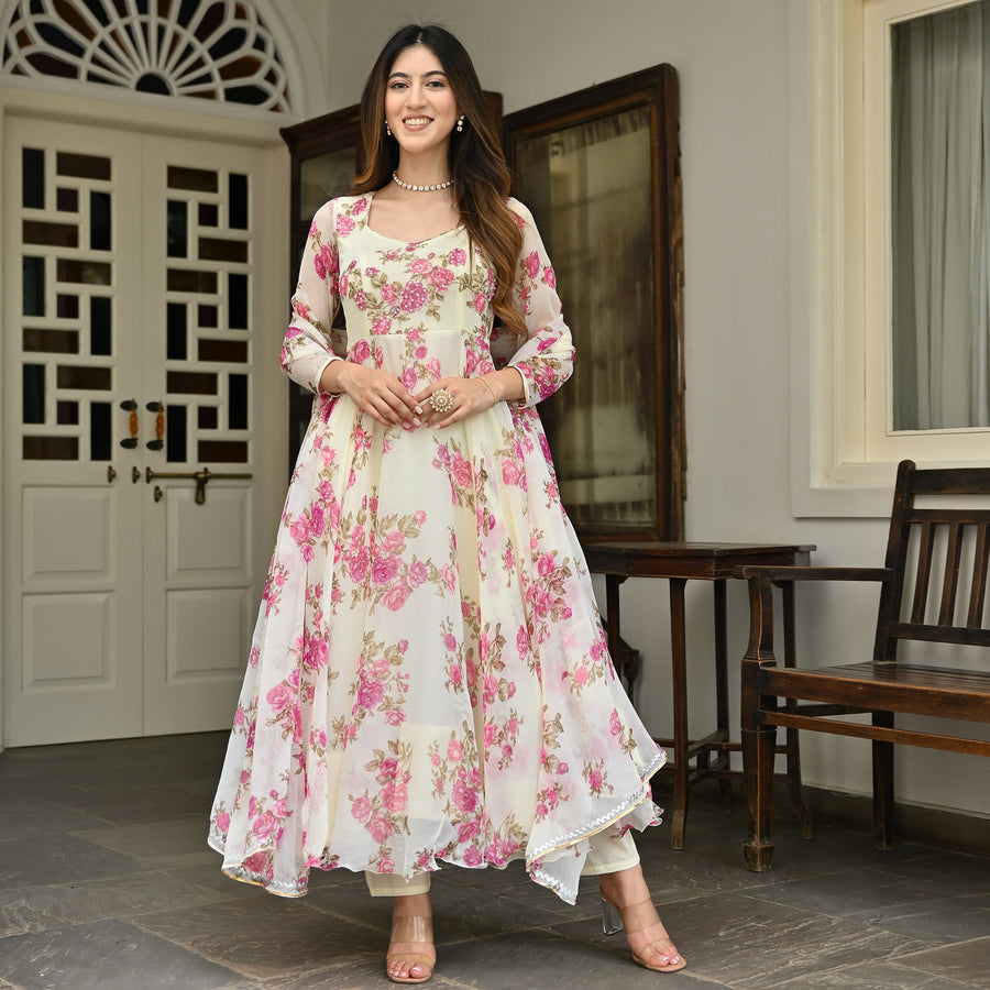 Lemon Printed Anarkali