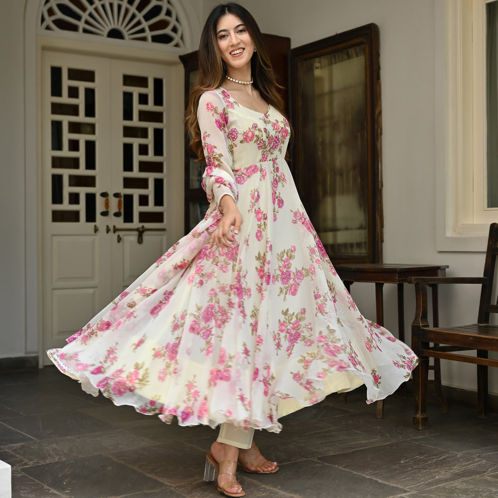 Shop Lemon Printed Anarkali Online | Lavanya The Label