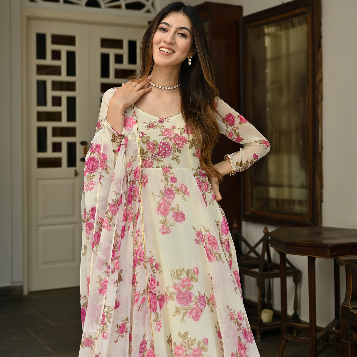 Shop Lemon Printed Anarkali Online | Lavanya The Label